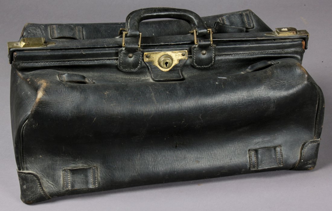 Jim Dine's Asprey Travel Bag: Jim Dine's Asprey Travel Bag. Tag: Jim Dine, Putney, VT. Size: 14" x 25" x 12" (36 x 64 x 31 cm).