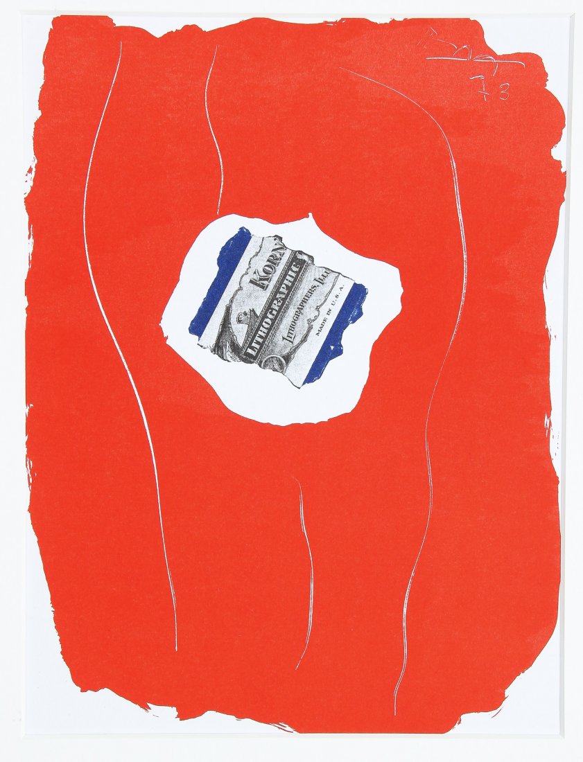 Robert Motherwell (American, 1915-1991) Tricolor, 1973: Robert Motherwell (American, 1915-1991) Tricolor, 1973, offset lithograph in 3 colors, signed in plate, from the edition of 3000 published in XXe Siecle in 1973, matted. Size: 12.25" x 9.25", 31 x 23 