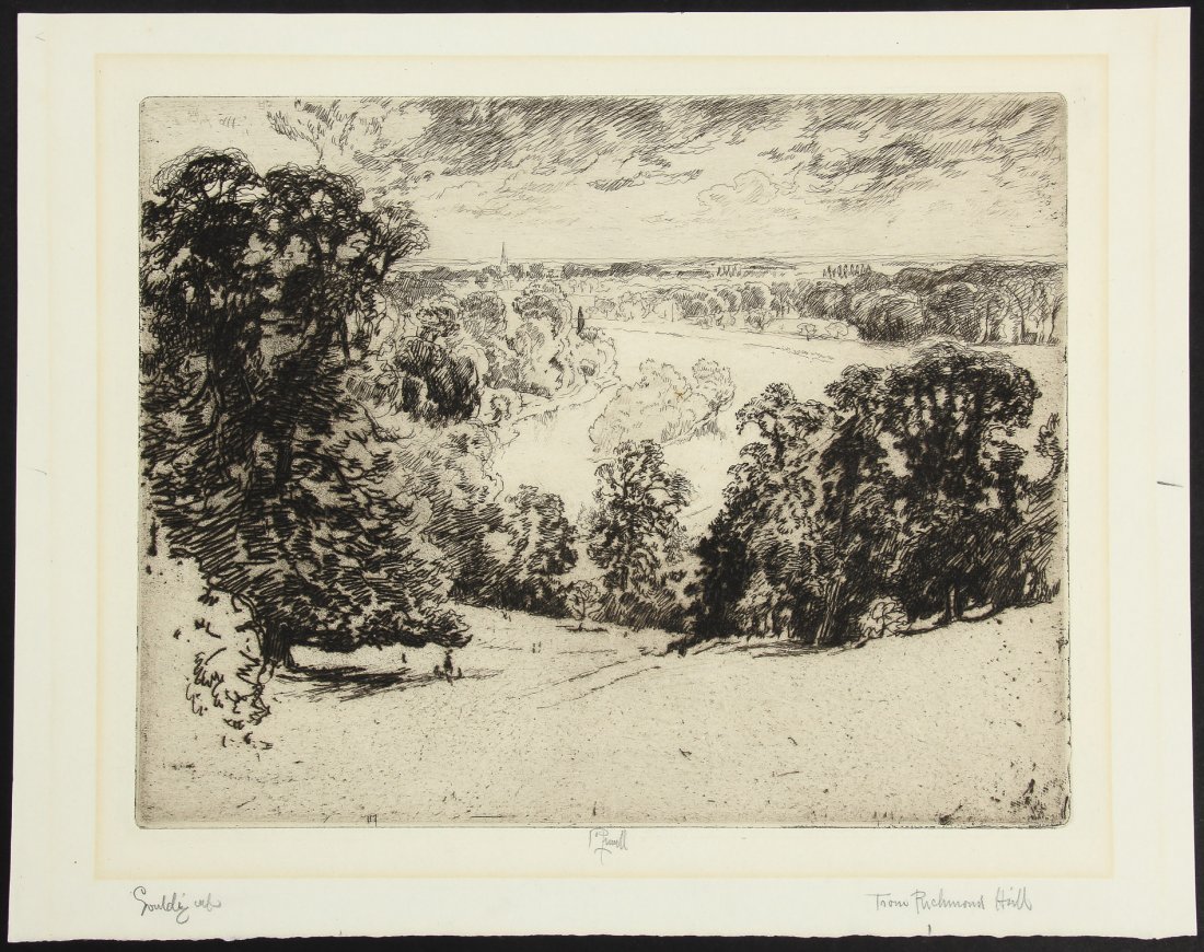 Joseph Pennell (American, 1857-1926) Thames from: Joseph Pennell (American, 1857-1926) Thames from Richmond Hill, 1903, etching. Size: 8.5" x 11", 22 x 28 cm (image), 11" x 14", 28 x 36 cm (sheet).