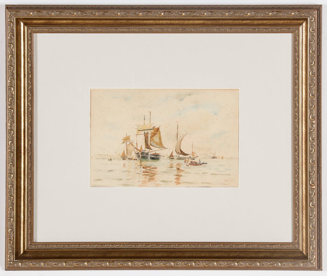 William Stanley Haseltine, Watercolor: William Stanley Haseltine (American, 1835-1900) Watercolor. Size: 6.75" x 10.25", 17 x 26 cm (sight); 18" x 21.5", 46 x 55 cm (frame). Provenance: A New York gentleman's collection. Proceeds from the