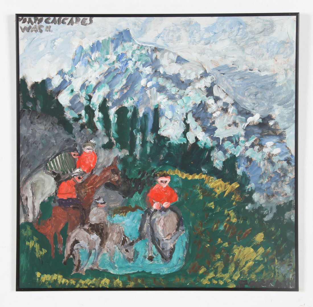 Justin McCarthy (American, 1892-1977) Cascades: Justin McCarthy (American, 1892-1977) North Cascades Washington, c. 1960s, oil painting on masonite. Size: 24" x 24", 61 x 61 cm (board); 24.25" x 24.25", 62 x 62 cm (frame).