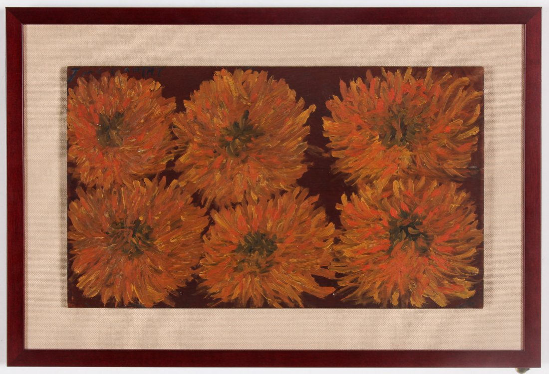 Justin McCarthy (American 1891-1977) 6 Sunflowers: Justin McCarthy (American 1891-1977) 6 Sunflowers, oil painting on canvas. Size: 10.25" x 17.5", 26 x 44 cm (board); 15.25" x 22.5", 39 x 57 cm (frame). Provenance: A New York gentleman's collection,