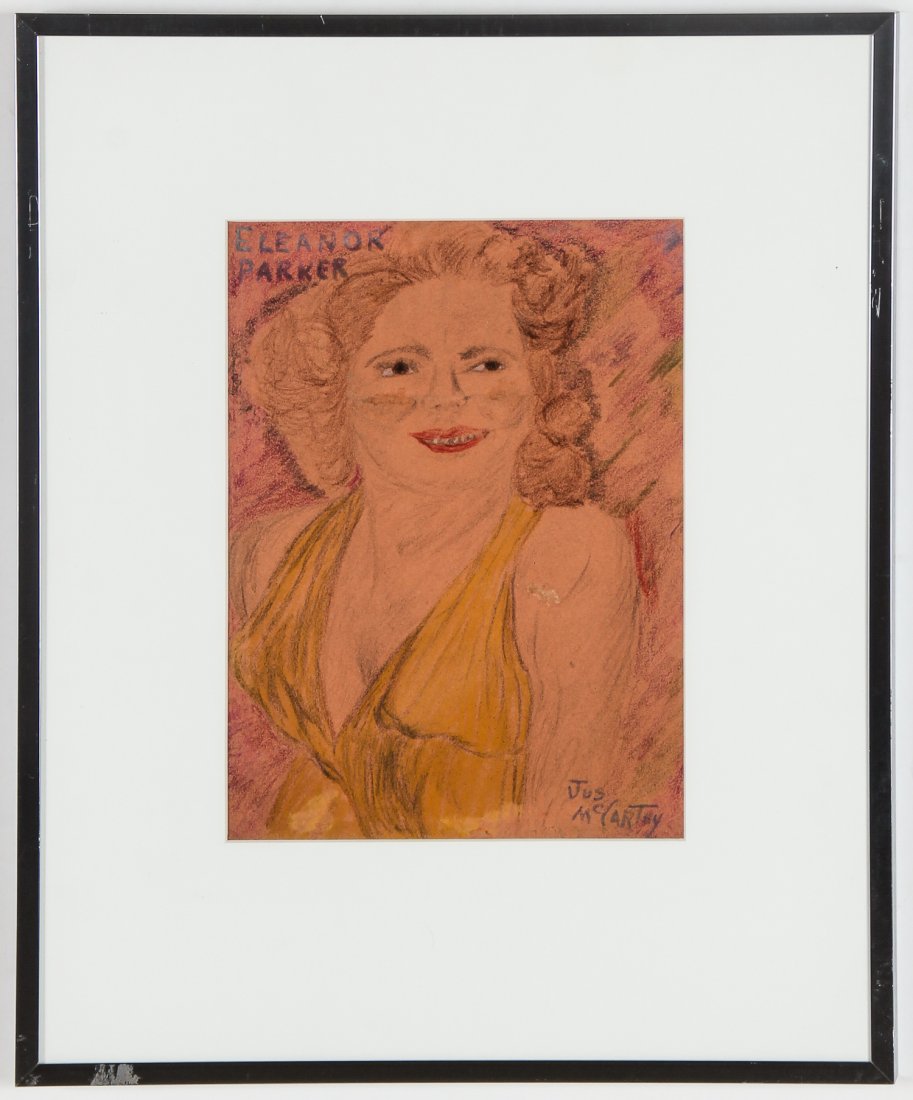 Justin McCarthy (American, 1892-1977) Eleanor Parker: Justin McCarthy (American, 1892-1977) Eleanor Parker Portrait, mixed media drawing. Size: 12" x 8.5", 30 x 22 cm (sight); 20.25" x 16.25", 51 x 41 cm (frame). Proceeds from the sale of this item to be