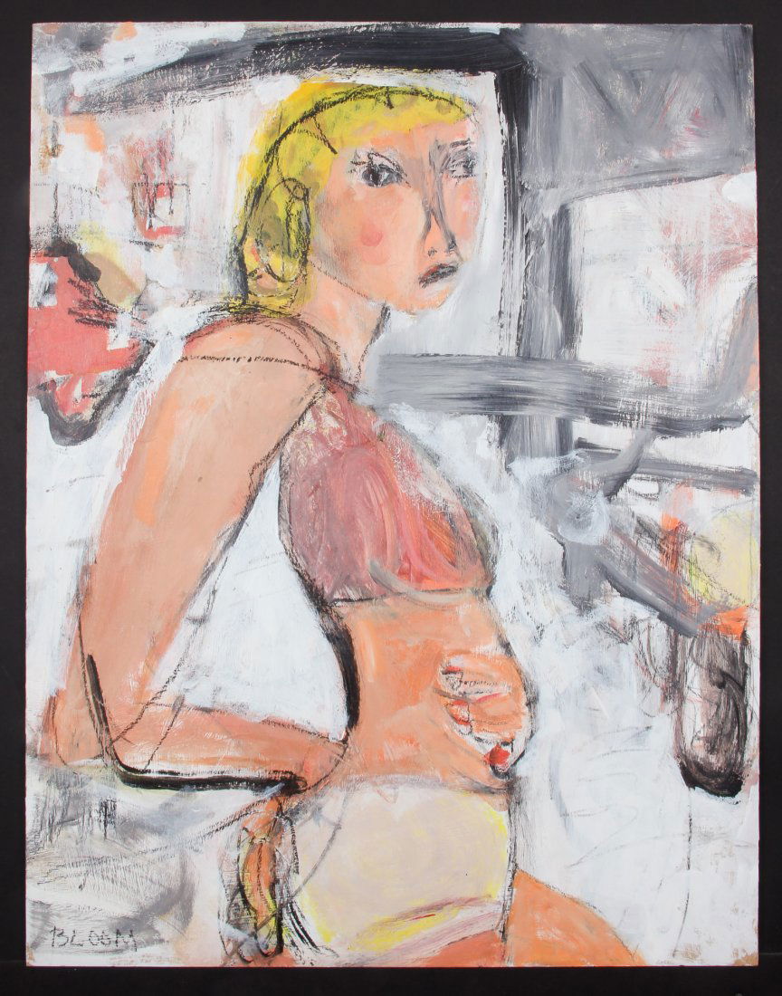 Jim Bloom (American, b. 1968): Jim Bloom (American, b. 1968) Mixed media painting on wood. Size: 36" x 27.5", 91 x 70 cm (board).