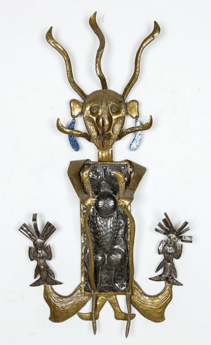 Haitian (20th c.) Danbala: Haitian (20th c.) Danbala, steel drum wall hanging sculpture, by Eugene Jacques, Croix de Bouquet. Size: 24" x 36" (61 x 91 cm).