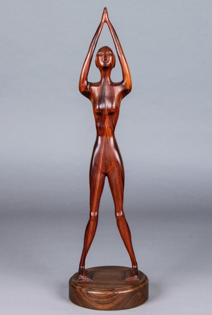 John J. Stanko (American, 1925-2014) Sculpture: John J. Stanko (American, 1925-2014) Sculpture, Elongatia 1, carved wood. Size: 34" x 9" x 9" (86 x 23 x 23 cm). Provenance: estate of the artist. The sale debuts the work of a newly-discovered self-t
