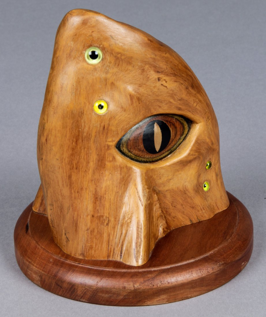 John J. Stanko (American, 1925-2014) Sculpture: John J. Stanko (American, 1925-2014) Sculpture, Large Eye, carved wood, mixed media. Size: 8" x 7" x 7" (20 x 18 x 18 cm). Provenance: estate of the artist. The sale debuts the work of a newly-discove