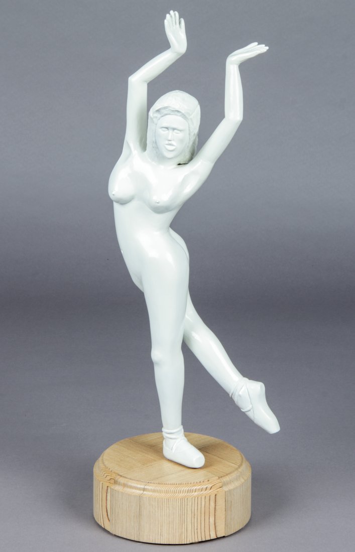 John J. Stanko (American, 1925-2014) Sculpture: John J. Stanko (American, 1925-2014) Sculpture, Dancing Woman, carved wood, paint. Size: 26" x 8" x 8" (66 x 20 x 20 cm). Provenance: estate of the artist. The sale debuts the work of a newly-discover