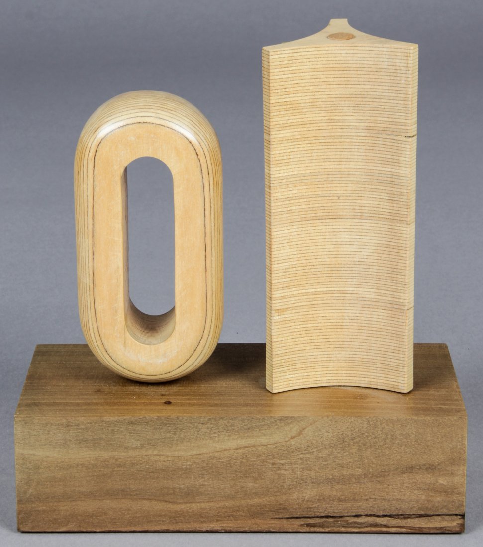 John J. Stanko (American, 1925-2014) Sculpture: John J. Stanko (American, 1925-2014) Sculpture, Abstract "10". carved wood. Size: 9.75" x 9" x 4" (25 x 23 x 10 cm). Provenance: estate of the artist. The sale debuts the work of a newly-discovered se