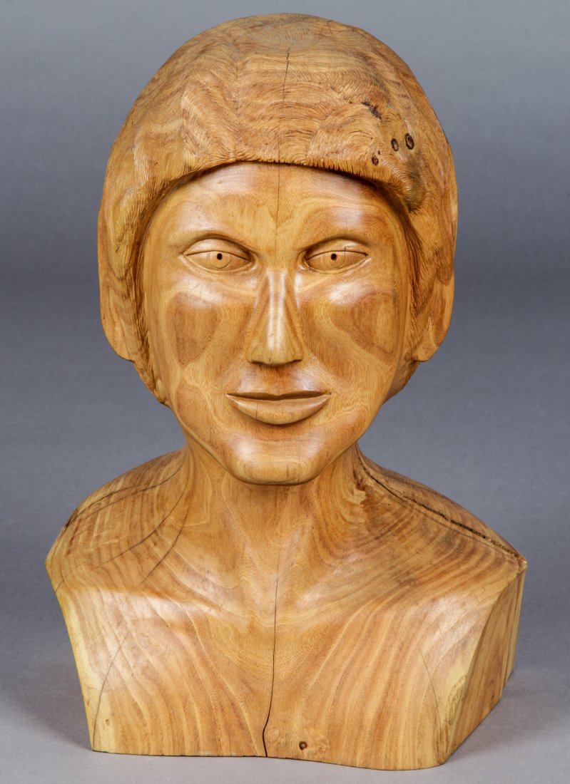 John J. Stanko (American, 1925-2014) Sculpture: John J. Stanko (American, 1925-2014) Sculpture, Bust of Woman, carved wood. Size: 17" x 12" x 9" (43 x 30 x 23 cm). Provenance: estate of the artist. The sale debuts the work of a newly-discovered sel