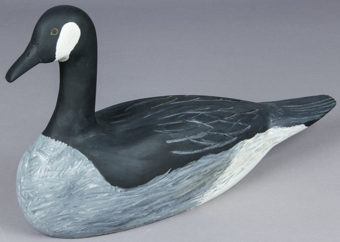 John J. Stanko (American, 1925-2014) Sculpture: John J. Stanko (American, 1925-2014) Sculpture, Canada Goose, carved wood, paint. Size: 16" x 25" x 7.5" (41 x 63 x 19 cm). Provenance: estate of the artist. The sale debuts the work of a newly-discov