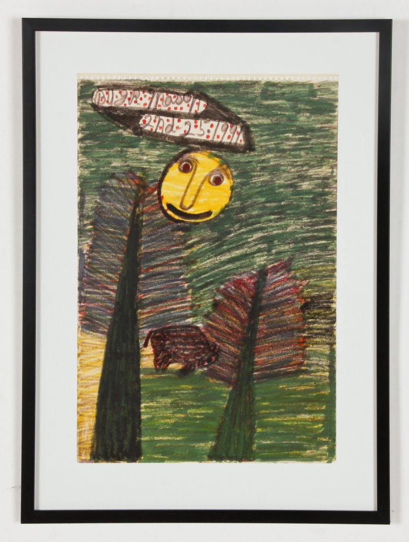 John Mason (20th c.) 1991 Bison: John Mason (20th c.) 1991 Bison, marker on paper. Size:18" x 12", 46 x 30 cm (sheet); 23" x 17", 58 x 43 cm (frame). Proceeds from the sale of this item to benefit the Sterling Strauser Gallery at Eas