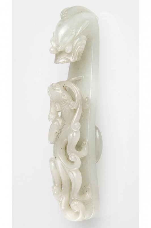 Chinese White Jade Dragon Buckle, Qing Dynasty (1 of 5)