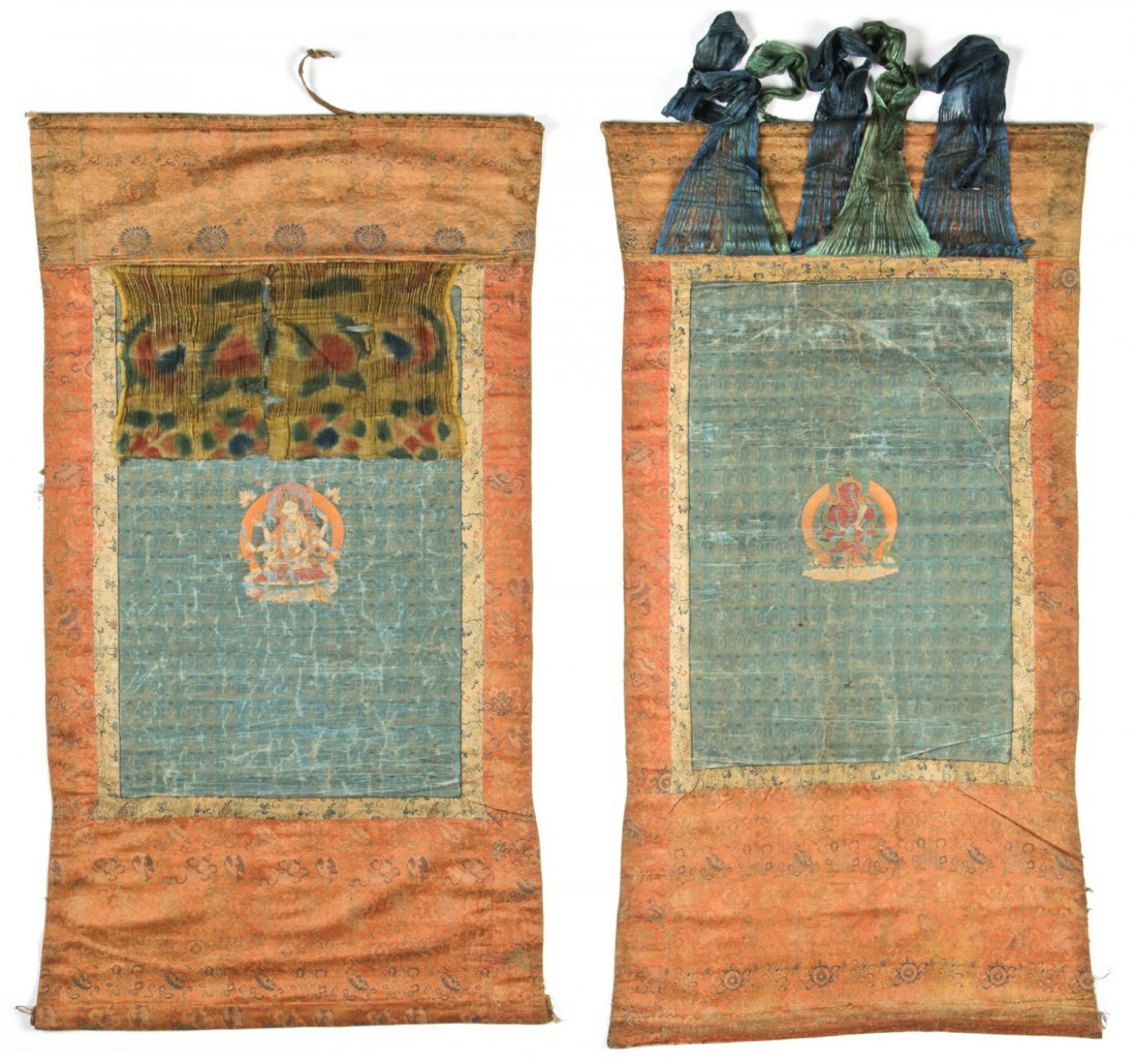 Pair of 17/18th c. Tibetan Thangkas (1 of 10)