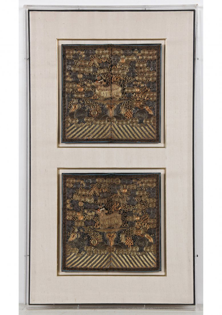 Pair of Antique Chinese Rank Badges (1 of 4)