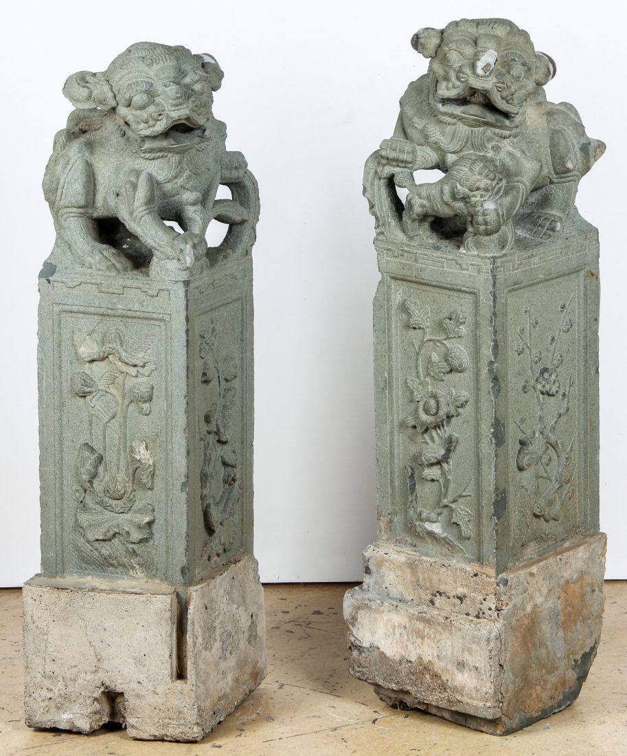 Pair of Chinese Carved Stone Columns, Qing Dynasty (1 of 6)