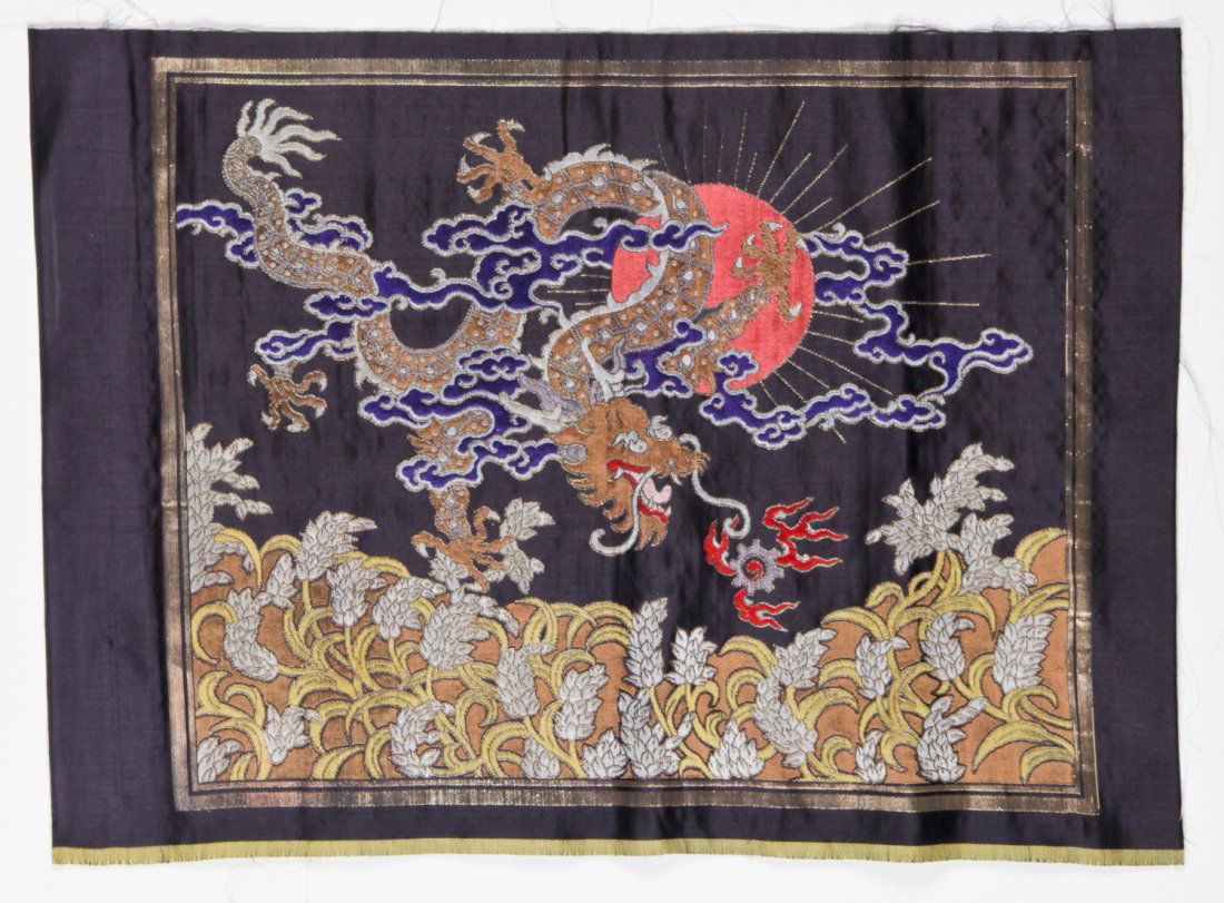 Vintage Chinese Silk Brocade of Wheat Crisis, Rank (1 of 2)