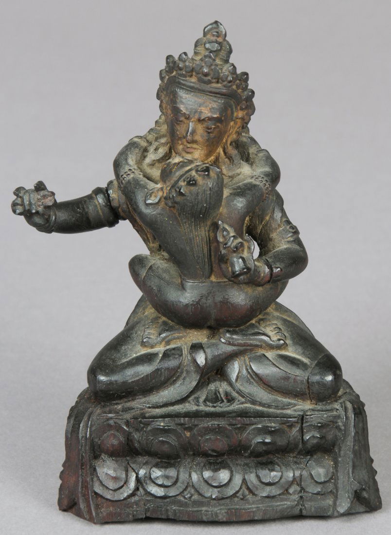 Antique Sino-Tibetan Carved Wood Buddha (1 of 3)