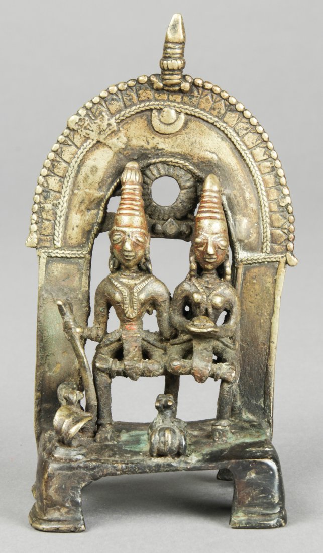 Bronze Statue of Seated Hindu Deities, 19th c. (1 of 3)