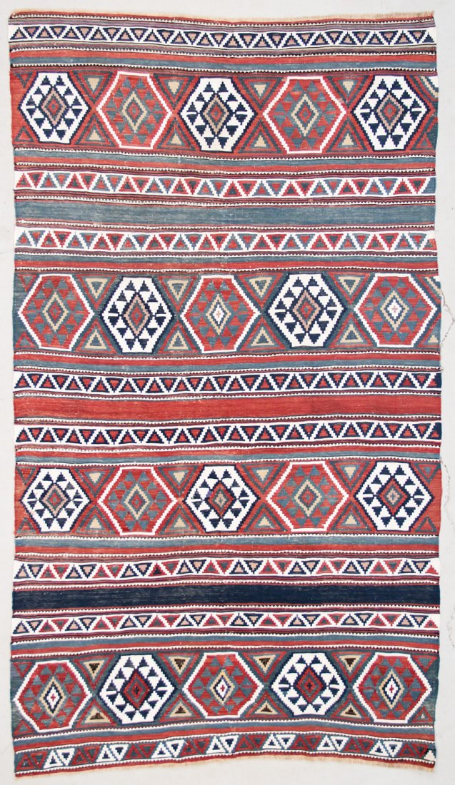 Antique Shirvan Kilim: 4'4" x 9'3" (132 x 282 cm) (1 of 4)