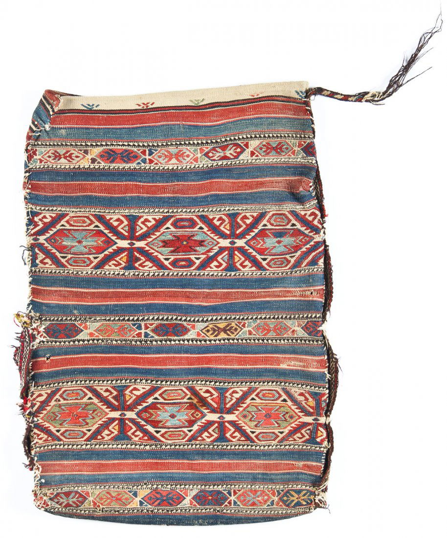 Antique West Anatolian Sumak/Kilim Bag: Antique West Anatolian Sumak/Kilim Bag, late 19th c., Turkey, Bergama area. Size: 1'11" x 2'8" (58 x 81 cm).