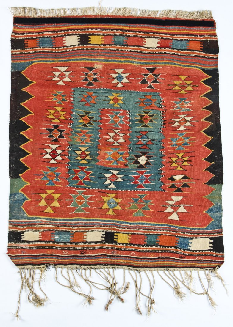Antique West Anatolian Kilim: 42" x 35" (107 x 89 cm) (1 of 5)