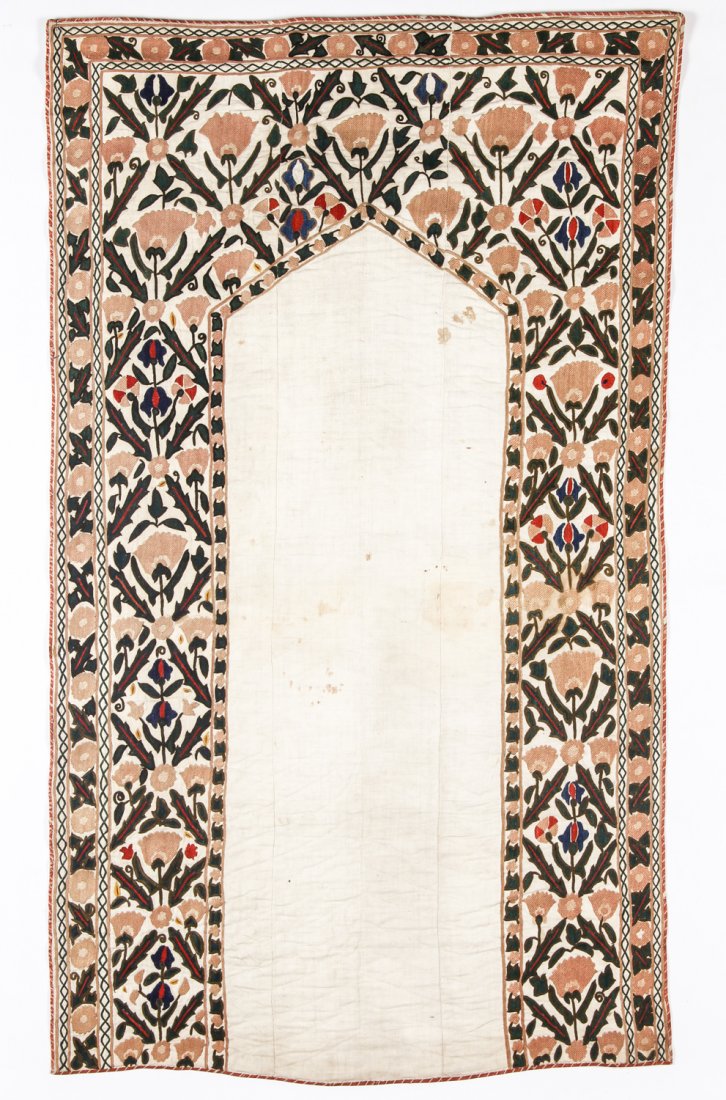 Central Asian Suzani in Mihrab Pattern: 2'10" x 4'10" (1 of 4)