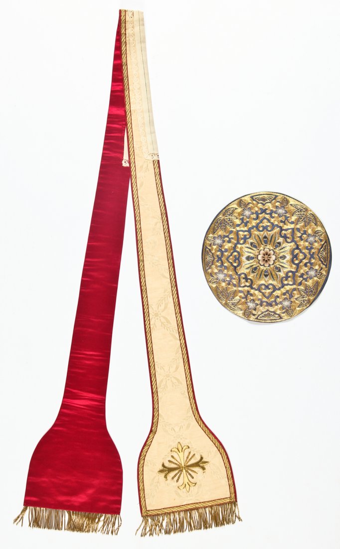 2 Antique Liturgical Items, Chalice Cover and Stole (1 of 4)