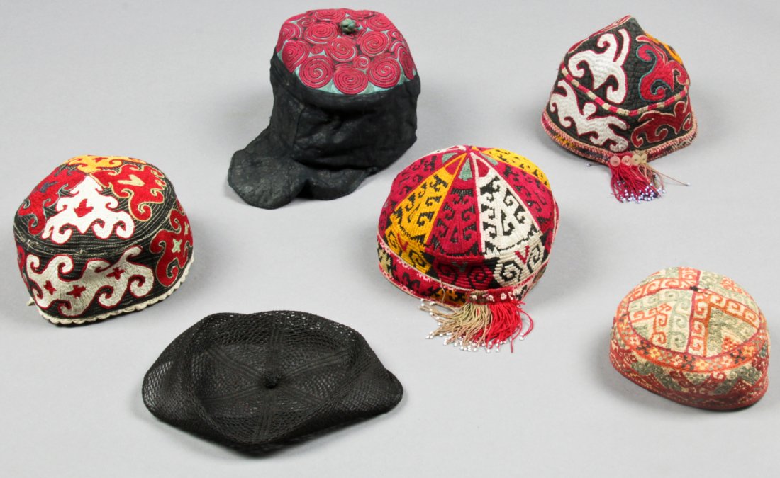 6 Antique Central Asian and Chinese Hats (1 of 2)