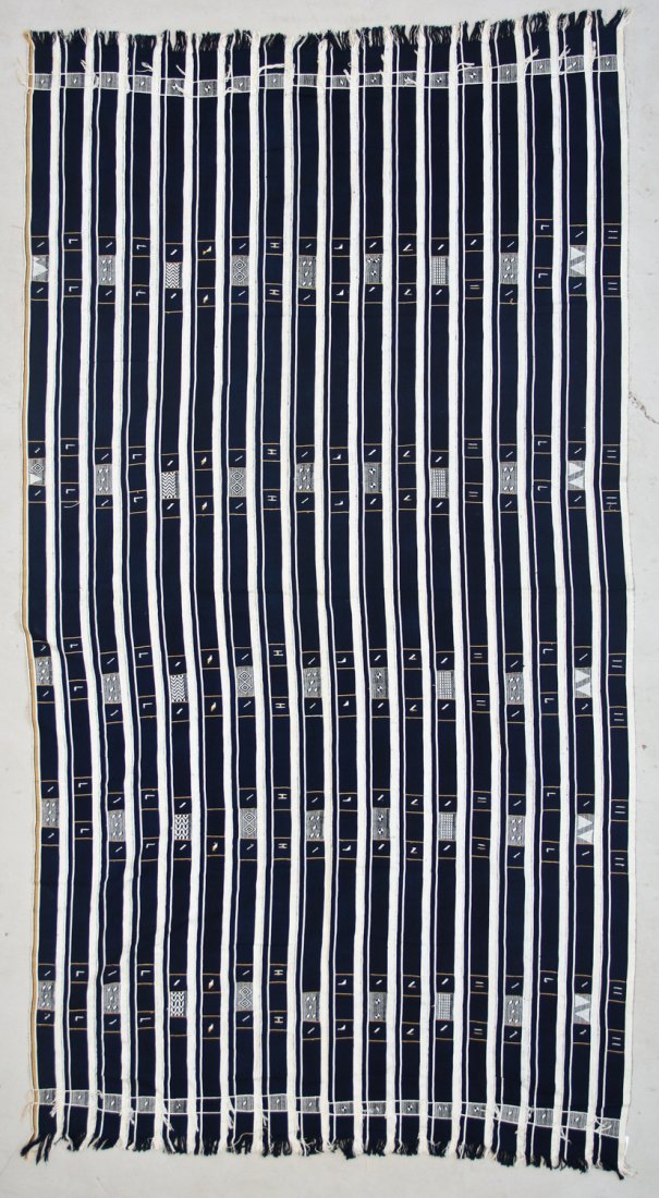 Large Indigo Striped Cloth, West Africa: 63" x 117" (1 of 4)