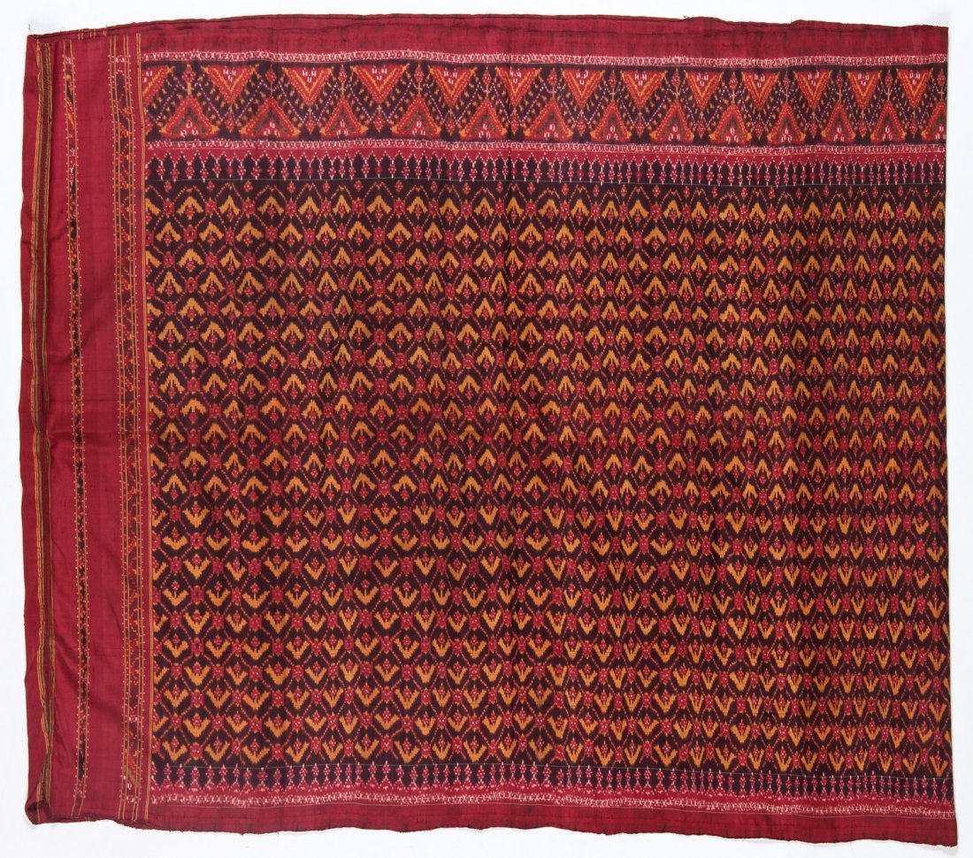 Womans Skirt Cloth, Cambodia: Womans Skirt Cloth, Cambodia, silk, weft ikat, early 20th c. Size: 32" x 37" (81 x 94 cm).