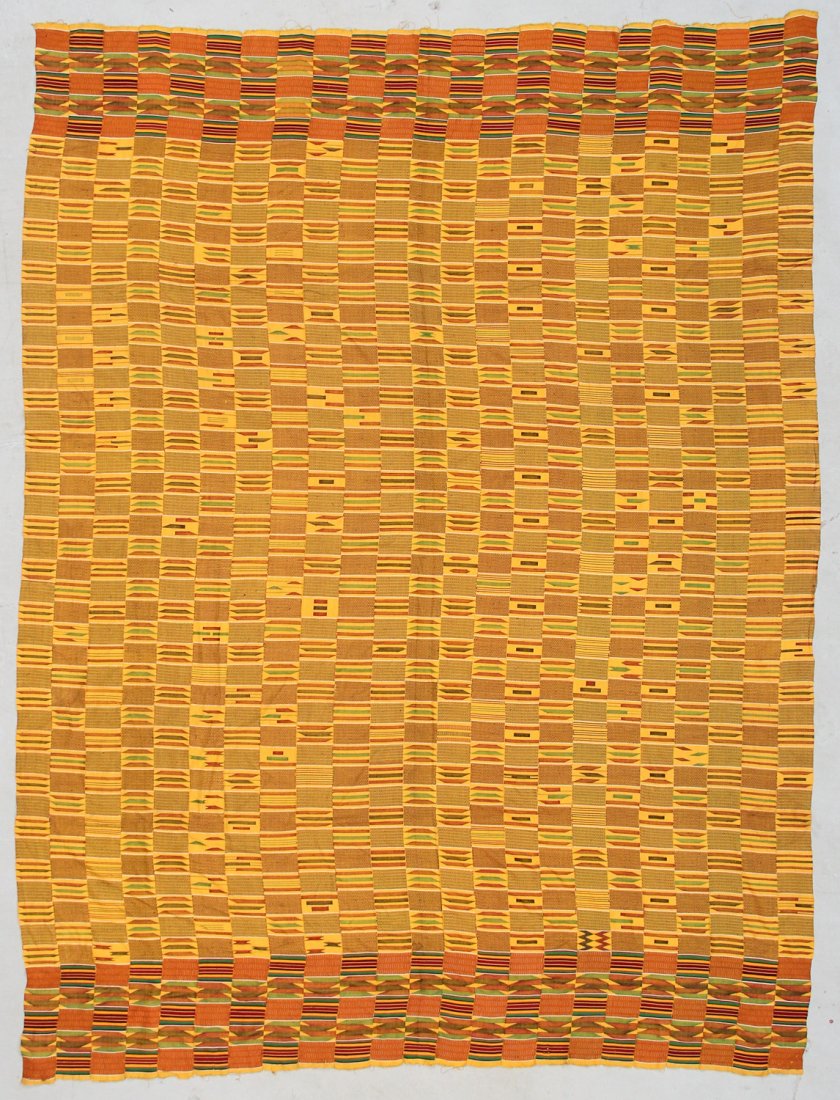 Kente Cloth, Ghana: 85" x 112" (216 x 284 cm): Kente Cloth, Ghana: 85" x 112" (216 x 284 cm), mid 20th c.