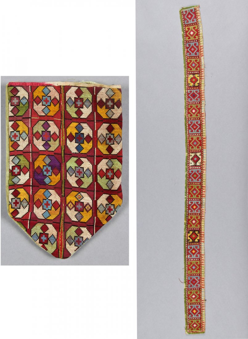 2 Antique Uzbek Silk Cross Stitch Items (1 of 9)