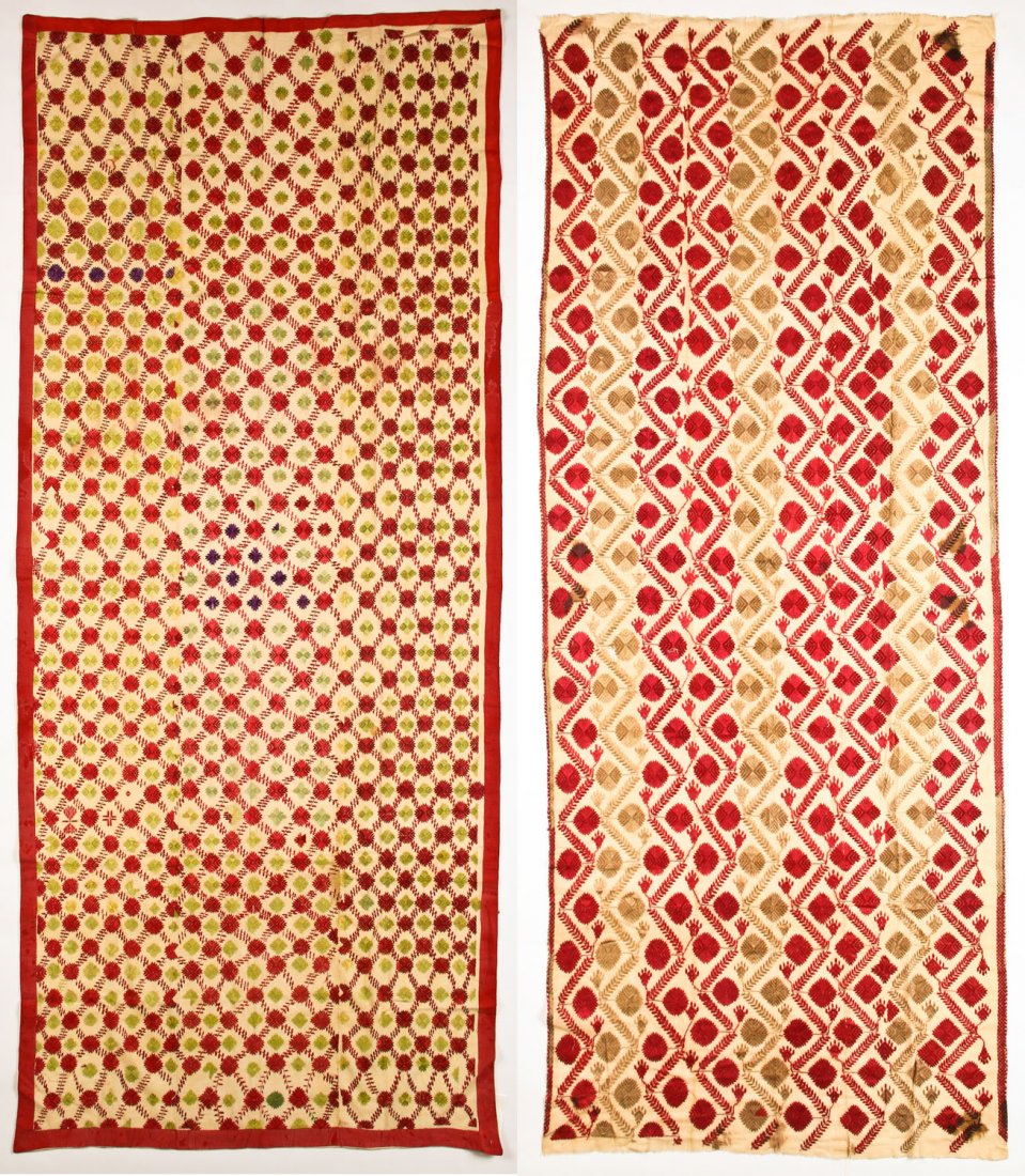 Two Silk Embroidered Woman's Head Coverings, Nuristan (1 of 9)