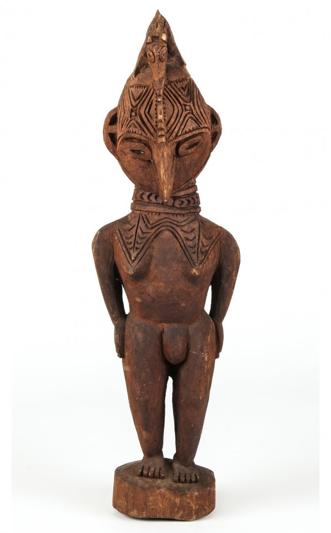Papua New Guinea Ramu Figure: Papua New Guinea Ramu Figure. Carved wood. Size: 34" x 10" x 8" (86 x 25 x 20 cm). Provenance: ex collection of the late Robert Scalapino.