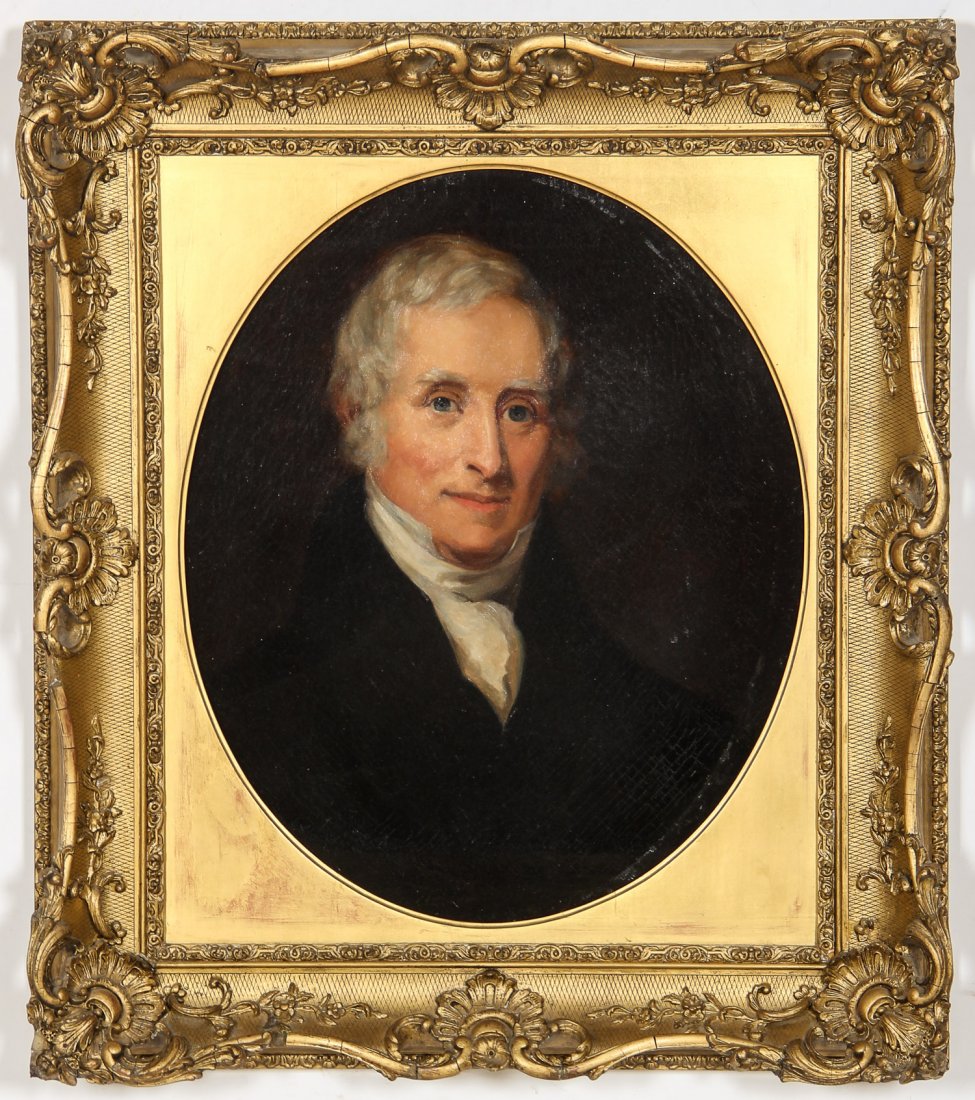 Antique British School Portrait of a Gentleman: Antique British School Portrait of a Gentleman. Size: 24.5" x 20.5", 62 x 52 (stretcher); 31.5" x 27.5", 80 x 94 cm (frame). Prov: Cherry Hill, NJ estate.