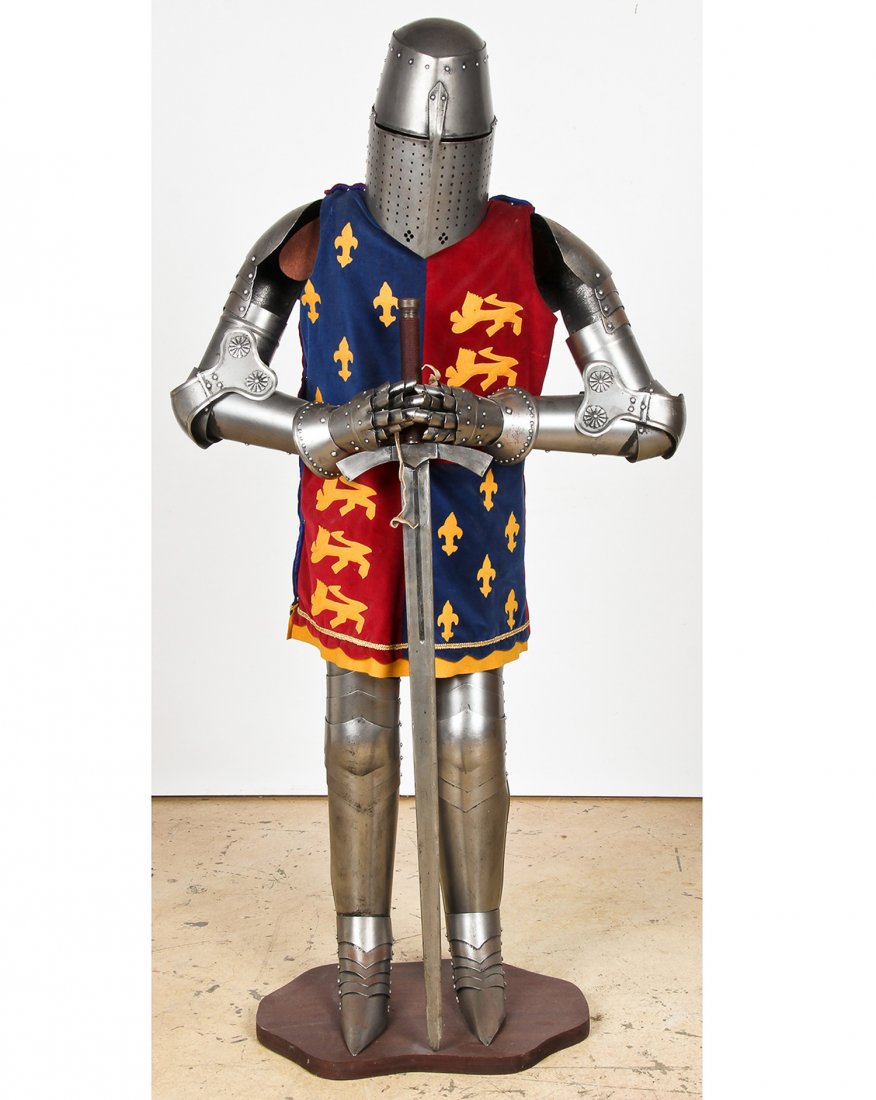 Medieval Style Suit of Armor: Medieval Style Suit of Armor. Size: 71" x 26" x 18" (180 x 66 x 46 cm).