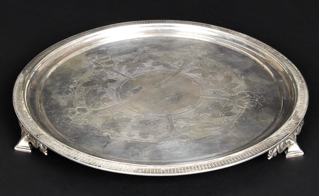 Antique John C. Moore for Tiffany Salver: Antique John C. Moore for Tiffany Salver. Mid 19th C. Size: 10" diameter, 25 cm.