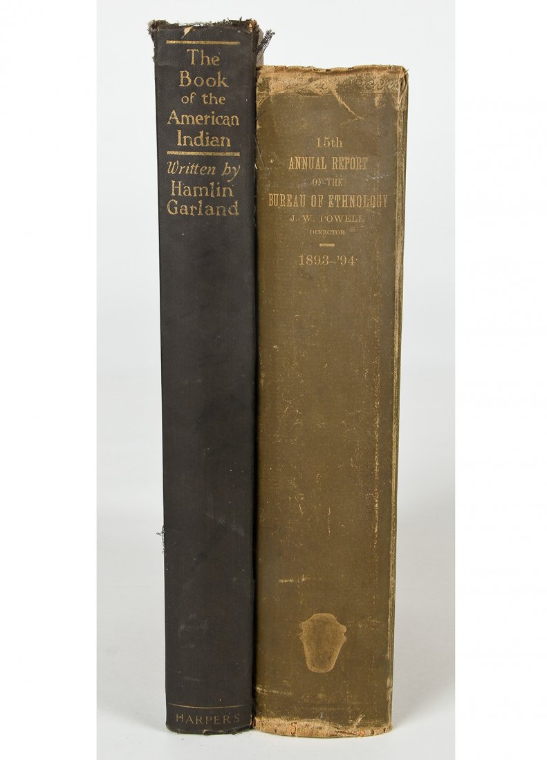 Two books on Ethnology of Native Americans: Two books on Ethnology of Native Americans. Consisting of The Book of the American Indian by Hamlin Garland printed in 1923 and Pictured by Frederic Remington, and The 15th Annual Report of the Bureau