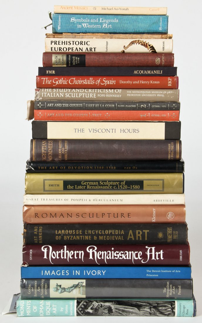 Collection of 20+ Art Reference Books: Collection of 20+ Art Reference Books from the cultures of both the Western and Eastern Roman Empires stretching from before the Fall of Western Rome and also covering the Byzantine Empire. Provenance