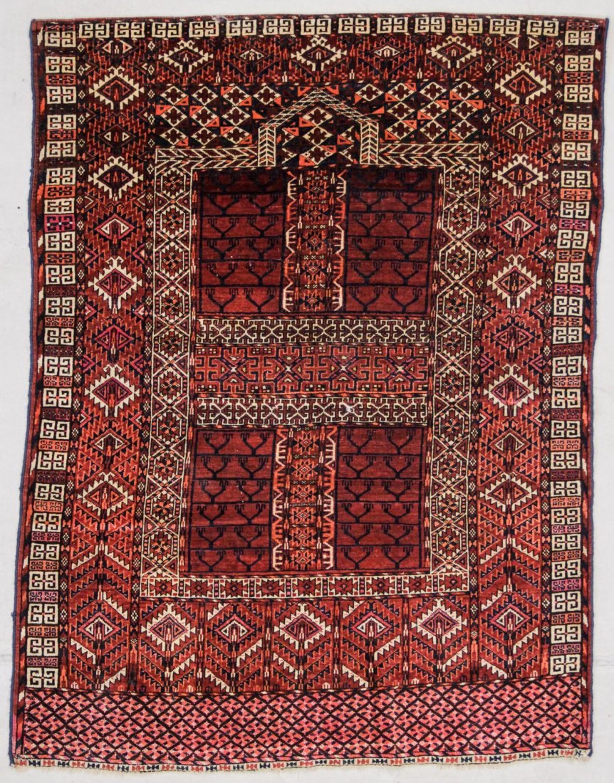 Antique Tekke Ensi Prayer Rug: 3'9" x 5'1" (1 of 5)