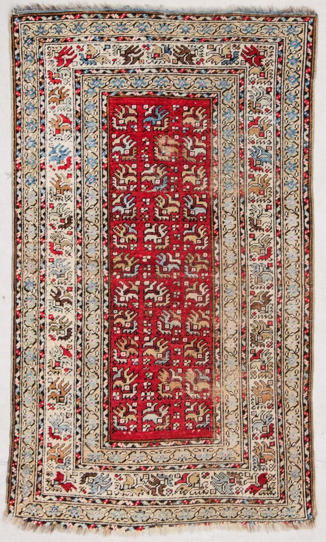 Antique Turkish Rug: 3'6" x 5'6" (107 x 168 cm): Antique Turkish Rug: 3'6" x 5'6" (107 x 168 cm), Konya area, circa 1900.