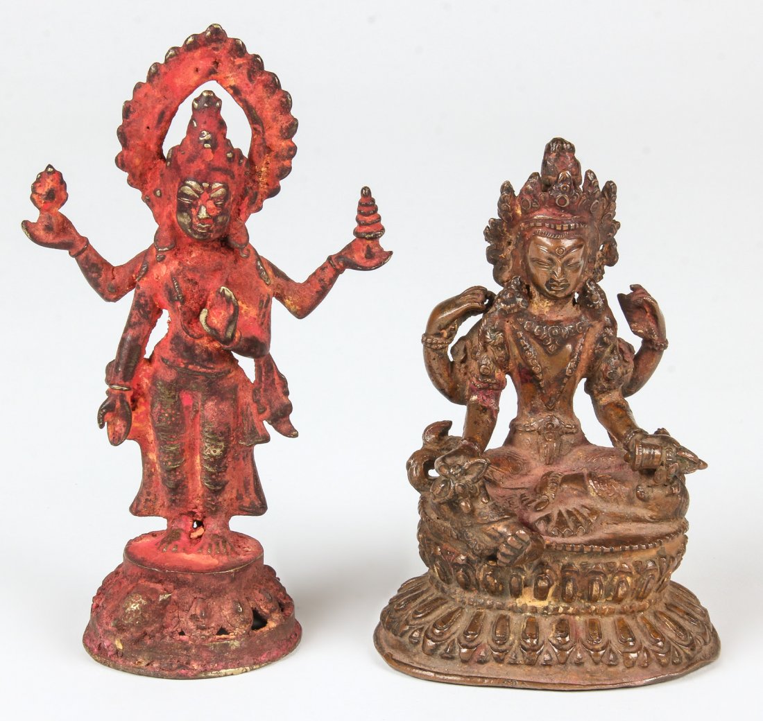 2 Bronze Laxmi Statues, 19th C. (1 of 3)