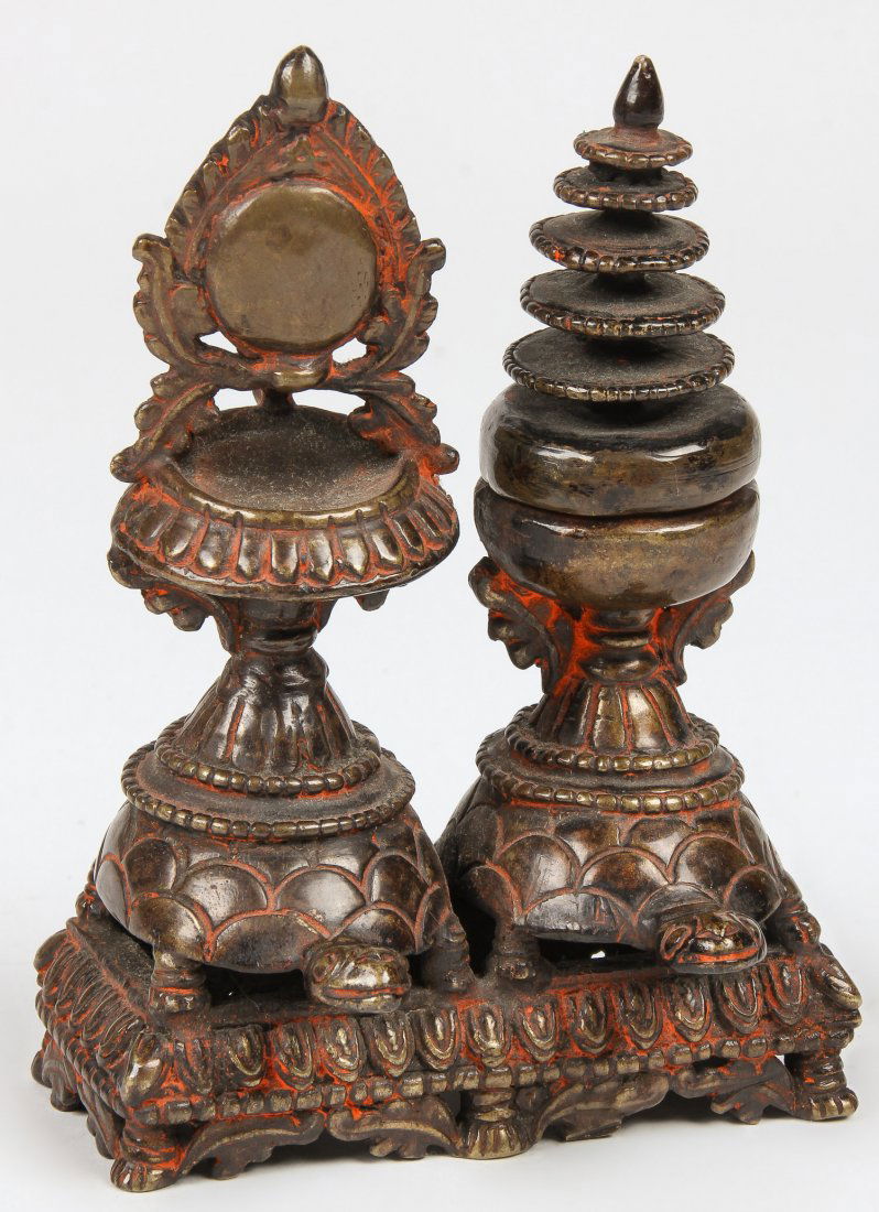 Fine 19th C. Newari Bronze Turtle Lamp (1 of 3)