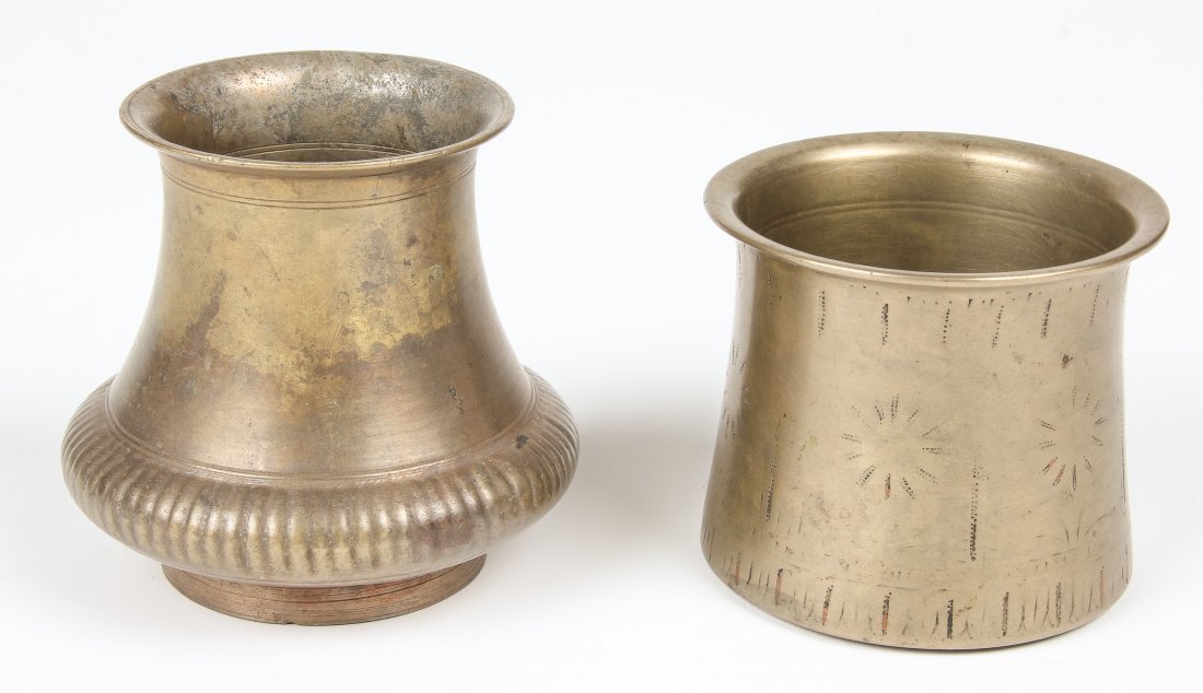 2 19th C. Heavy Bronze Ceremonial Vessels (1 of 2)