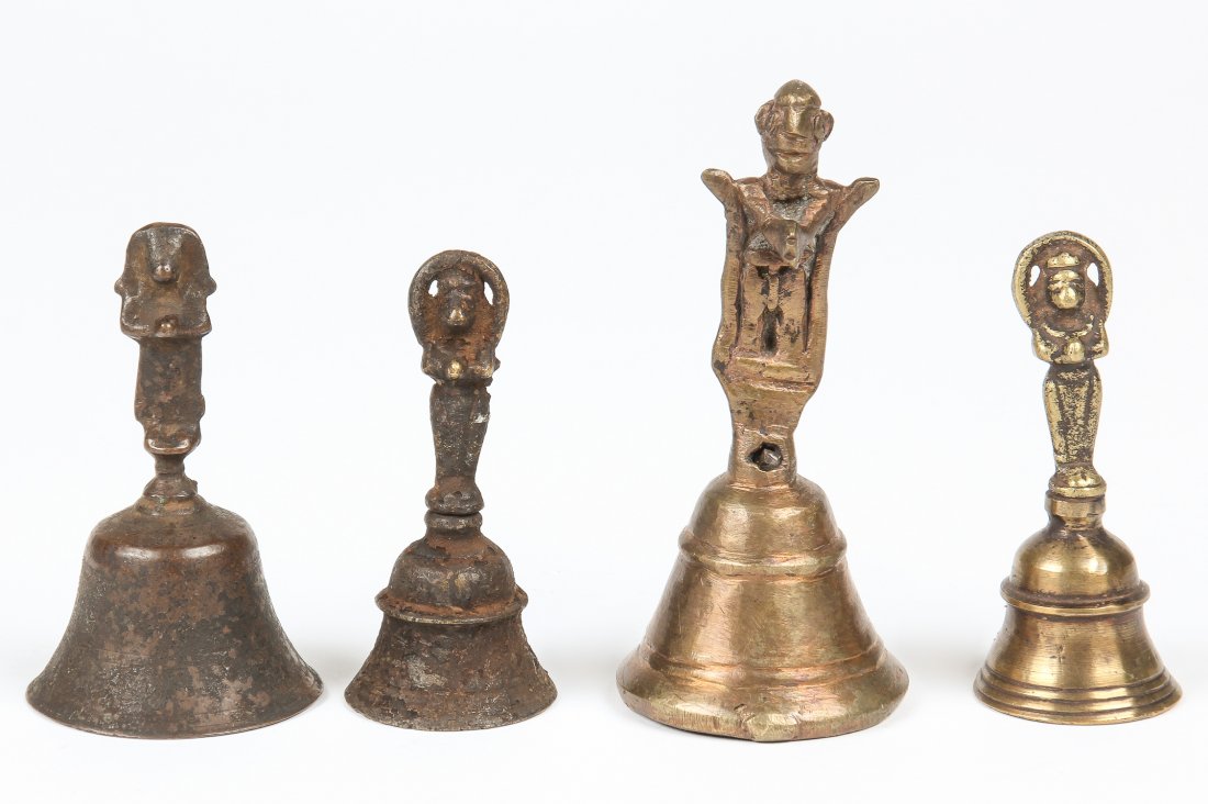 4 19th C. Bronze Tribal Puja Bells (1 of 2)