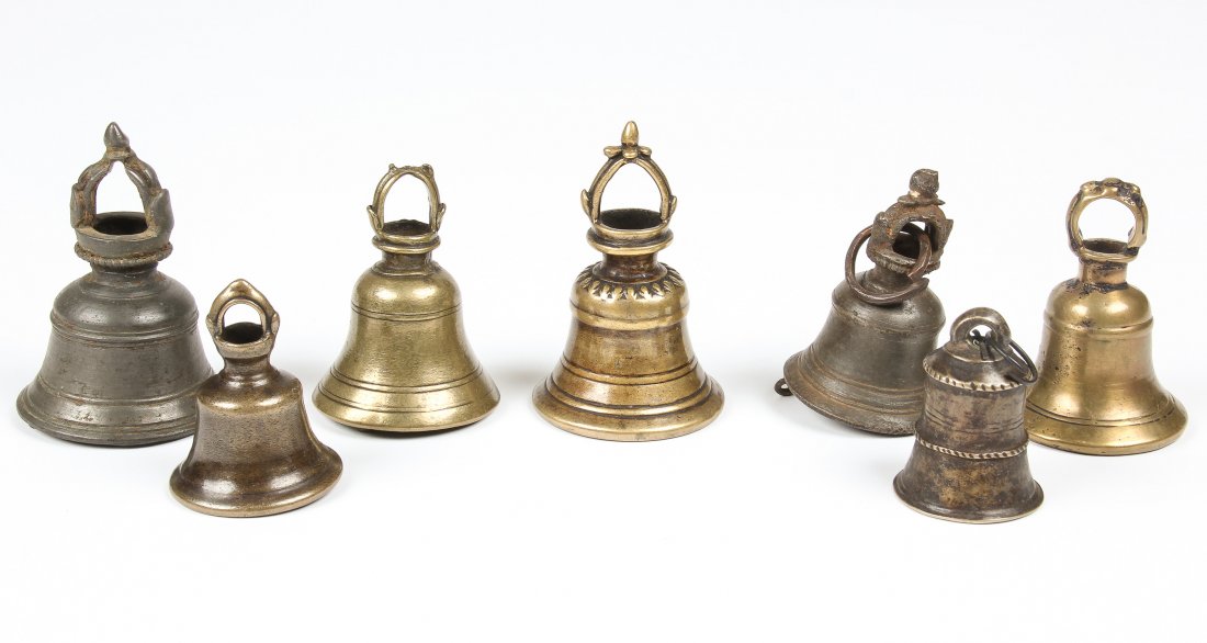 7 19th C. Bronze Temple Bells (1 of 2)