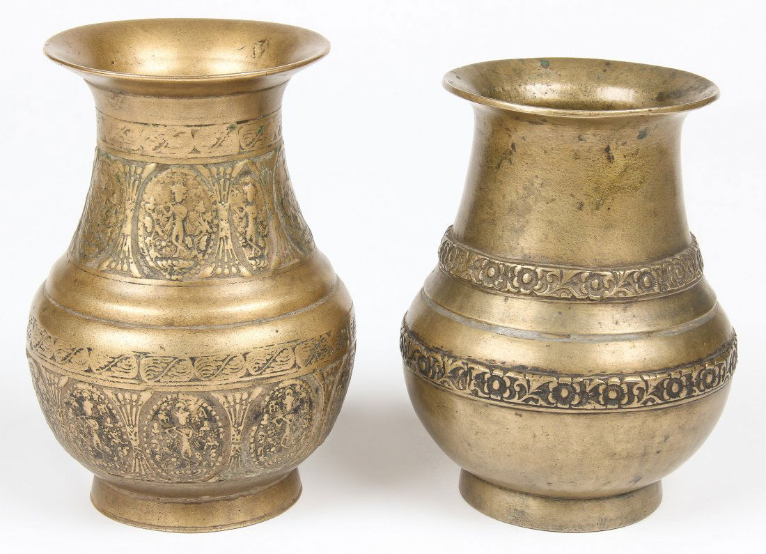 2 Bronze Ceremonial Vases (Amkhora) Nepal, 19th C. (1 of 2)