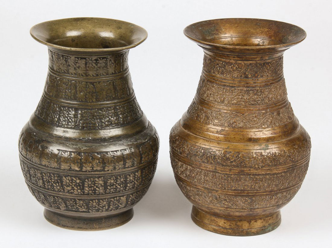 2 Bronze Ceremonial Vases (Amkhora) Nepal, 19th C. (1 of 2)