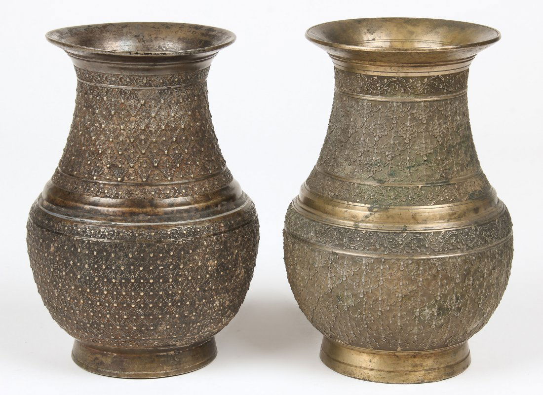 2 Bronze Ceremonial Vases (Amkhora) Nepal, 19th C. (1 of 2)